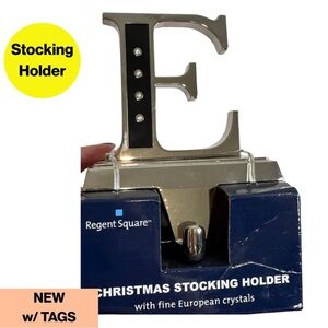 2/for $20 🪩 “E” Initial - Christmas Stocking Holder w/Crystals - NEW w/TAGS🏷️